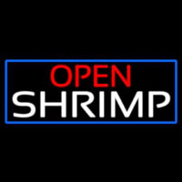 Open Shrimp With Blue Border Neonskylt