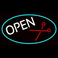 Open With Scissor Logo Neonskylt