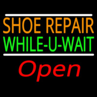 Orange Shoe Repair Green While You Wait Open Neonskylt