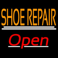 Orange Shoe Repair Open With Line Neonskylt