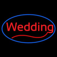 Oval Wedding Cursive Neonskylt