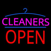 Pink Cleaners Block Red Open Logo Neonskylt