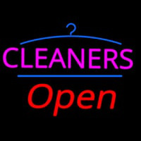 Pink Cleaners Logo Open Neonskylt