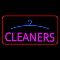 Pink Cleaners Logo Red Border Neonskylt