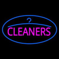 Pink Cleaners Oval Blue Logo Neonskylt