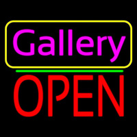 Pink Cursive Gallery With Open 1 Neonskylt