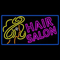 Pink Double Stroke Hair Salon With Girl Logo Neonskylt