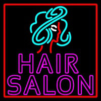 Pink Double Stroke Hair Salon With Girl Logo Neonskylt