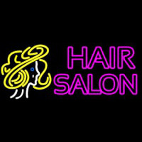 Pink Double Stroke Hair Salon With Girl Logo Neonskylt