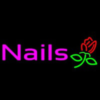 Pink Nails With Flower Logo Neonskylt