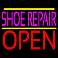 Pink Shoe Repair Open Neonskylt