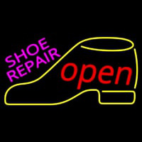 Pink Shoe Repair Yellow Shoe Open Neonskylt