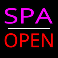 Pink Spa White Line Red Open Neonskylt