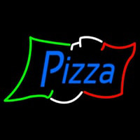 Pizza Blue Script Italian Flag Neonskylt