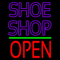 Purple Double Stroke Shoe Shop Open Neonskylt