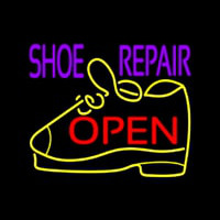 Purple Shoe Repair Open Neonskylt