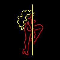 Red And Yellow Pole Dance Girl Neonskylt