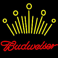 Red Budweiser Yellow Crown Beer Sign Neonskylt