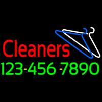 Red Cleaners Phone Number Logo Neonskylt