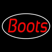 Red Cursive Boots Neonskylt