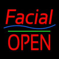 Red Facial Block Open Neonskylt