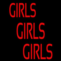 Red Girls Girls Girls Strip Neonskylt