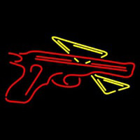 Red Gun With Pizza Neonskylt