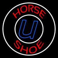 Red Horse Shoe With Border Neonskylt