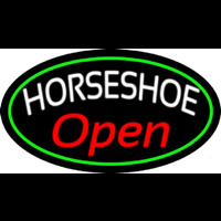 Red Horseshoe Open Neonskylt