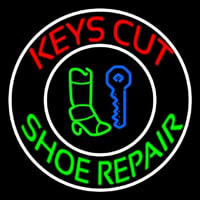 Red Keys Cut Green Shoe Repair Neonskylt