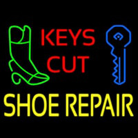 Red Keys Cut Yellow Shoe Repair Neonskylt