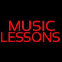 Red Music Lessons Neonskylt