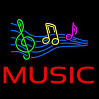 Red Music With Musical Notes Neonskylt