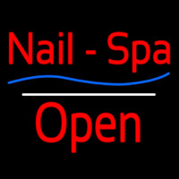 Red Nails Spa Open White Line Neonskylt