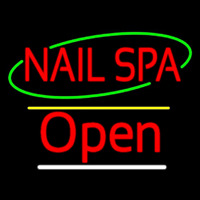 Red Nails Spa Open Yellow Line Neonskylt