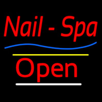 Red Nails Spa Open Yellow Line Neonskylt