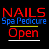 Red Nails Spa Pedicure Open Yellow Line Neonskylt