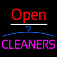 Red Open Cleaners Logo Neonskylt