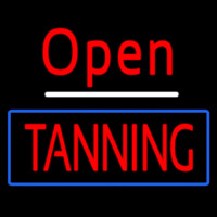 Red Open Tanning Blue Border Neonskylt