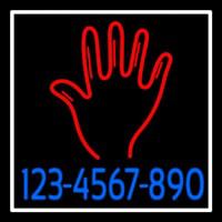 Red Palm Blue Phone Number White Border Neonskylt