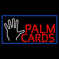 Red Palm Cards Blue Border Neonskylt