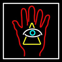 Red Palm With Eye Pyramid Neonskylt