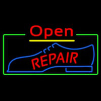 Red Repair Shoe Logo Open Neonskylt