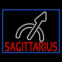 Red Sagittarius White Logo Blue Border Neonskylt