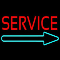 Red Service With Right Arrow Neonskylt