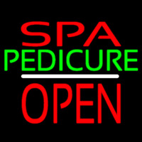 Red Spa Green Pedicure White Line Open Neonskylt