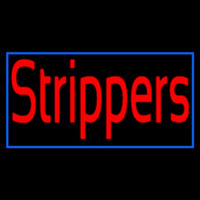 Red Strippers With Blue Border Neonskylt