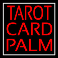 Red Tarot Card Palm And White Border Neonskylt