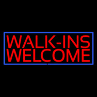 Red Walk Ins Welcome Blue Border Neonskylt