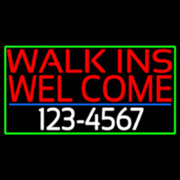 Red Walk Ins Welcome With Phone Number Neonskylt